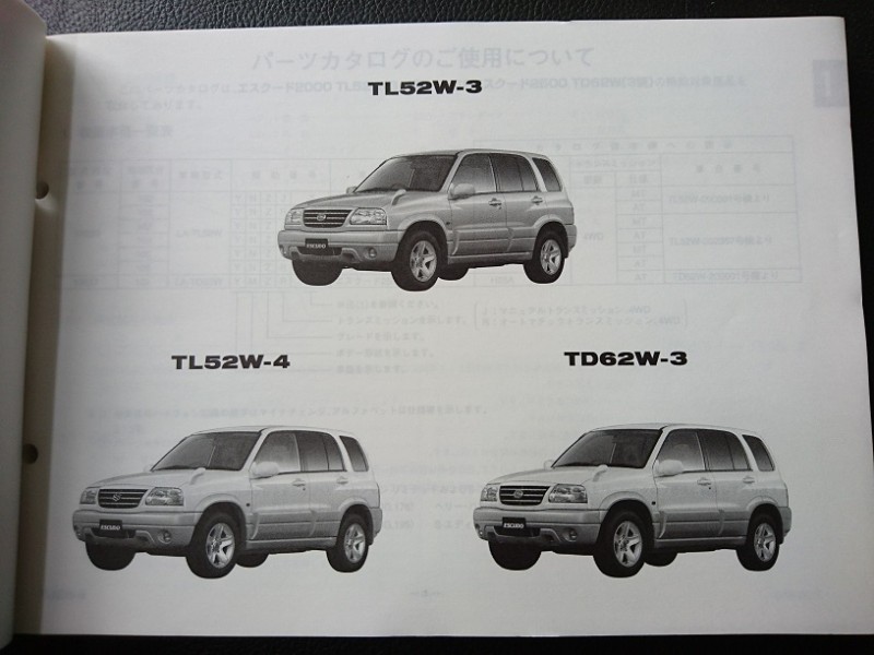 ESCUDO (エスクード) TL52W・TD62W 2005年7月発行 3版 | vivio・旧車等の自動車部品専門オンラインショップ｜中込パーツ